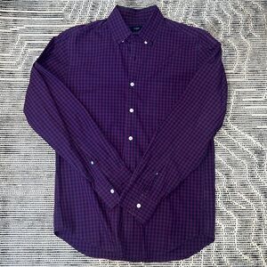 J. Crew Men's Purple and Black Checkered Shirt